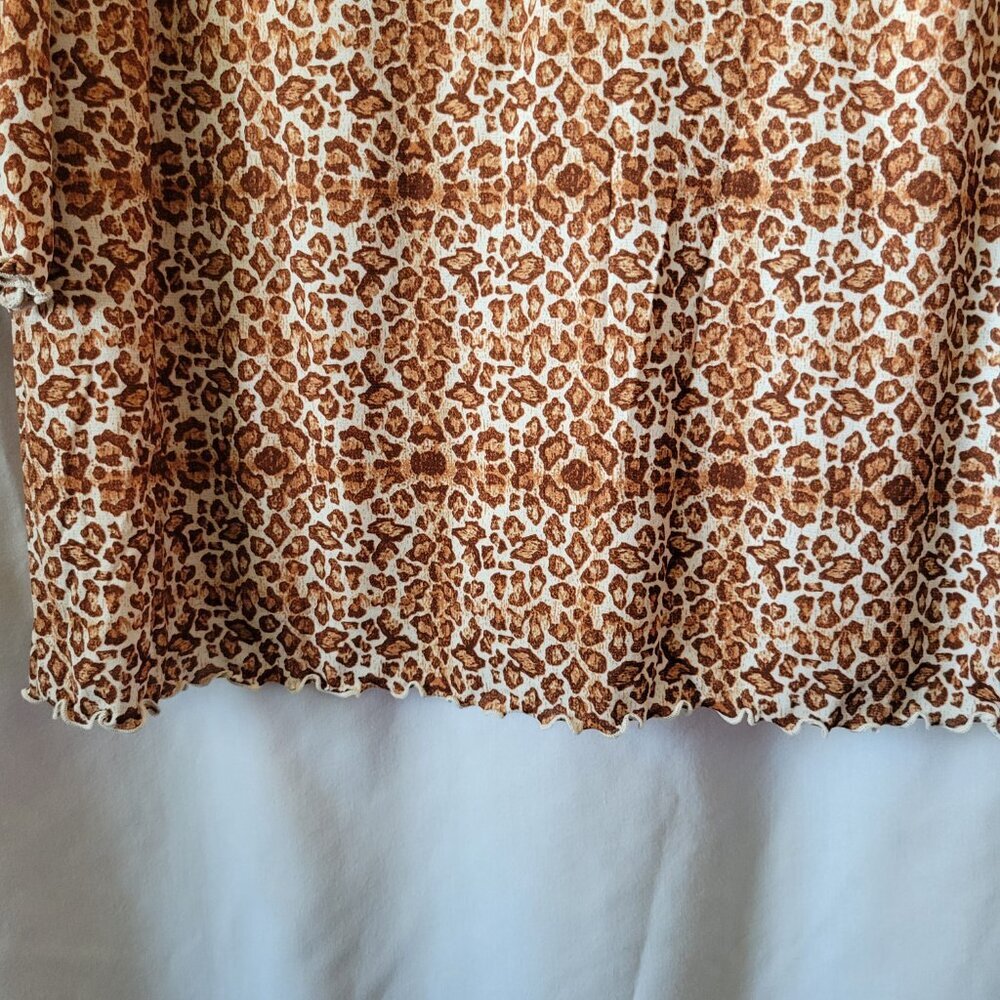 Westbound Blouse 2X BOHO feminine Animal Print Safari V-neck Top ruffle Chic EUC - Picture 5 of 8